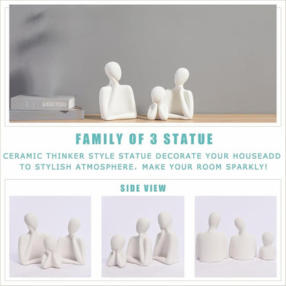 Abstract Thinker Men Statues for Home Decor (Set of 3, White)