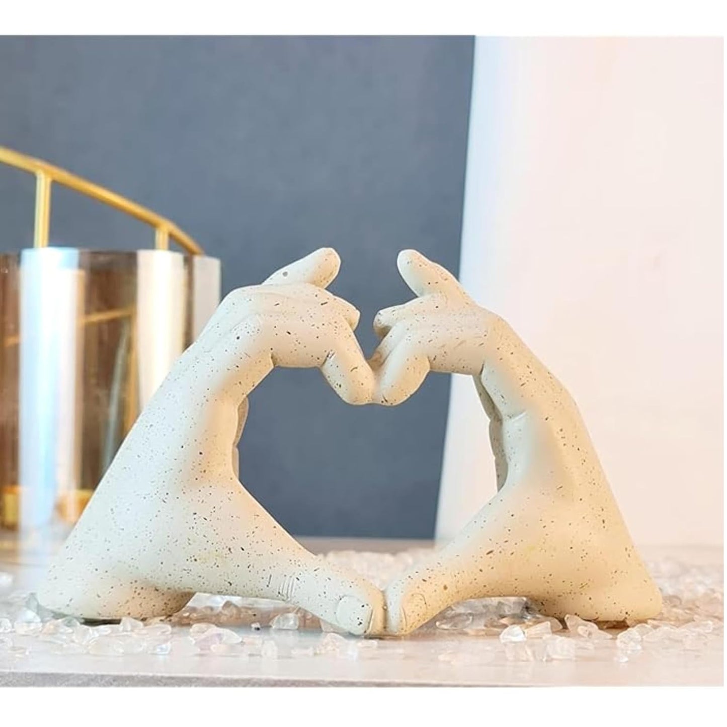 Heart Shaped Love Hand Home Decor Showpiece Elegant Resin Sculpture for Living Room Home & Office (White)