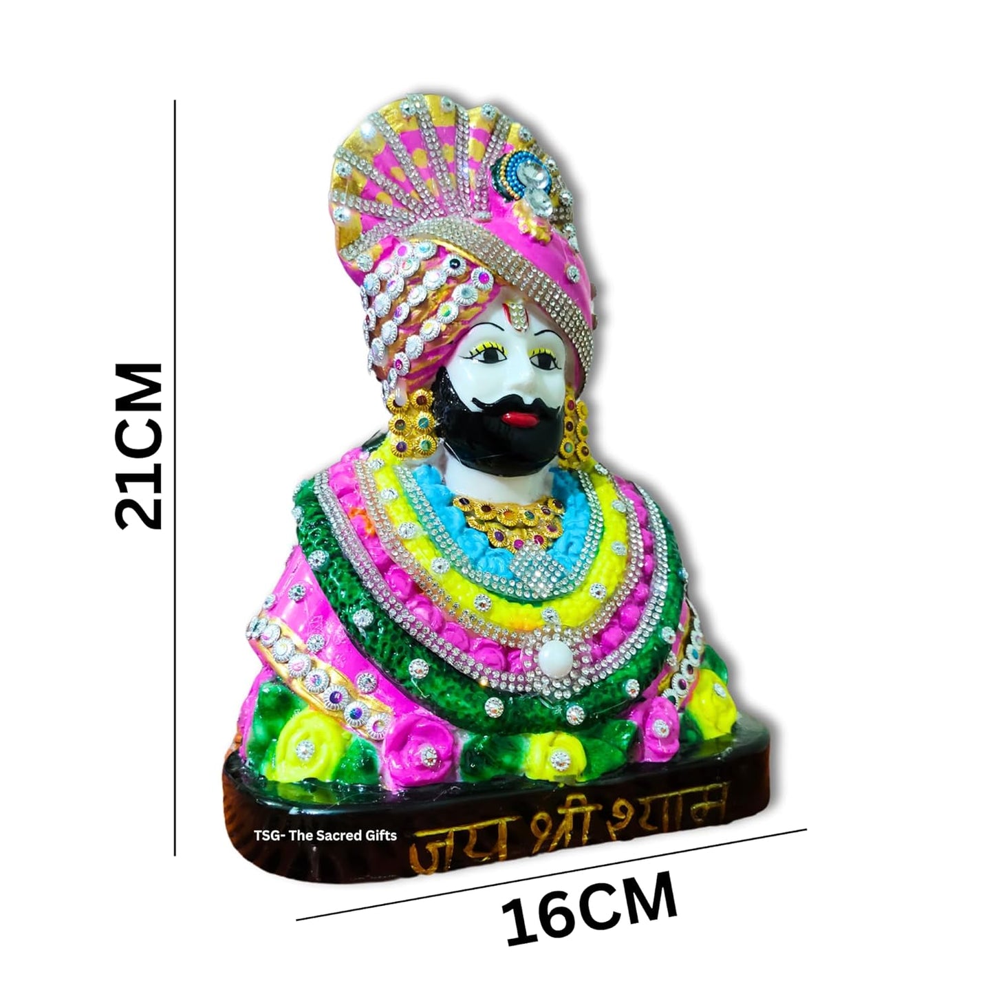 Khatu Shyam Idol for Car Dashboard Acrylic Round Murti for Home Gift Item & Statue for Temple/Pooja/Home Decor, Decorative Showpiece Figurine, Fantasy