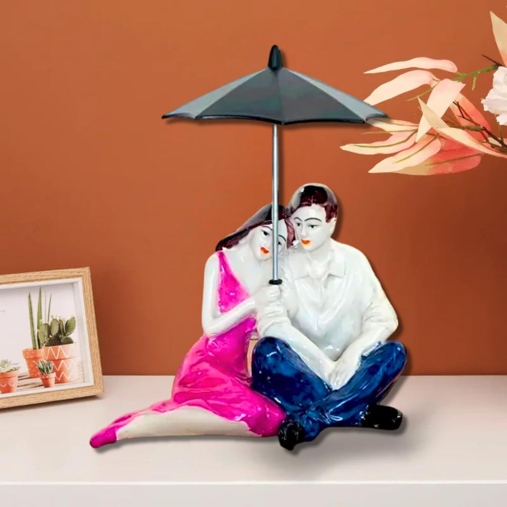 Beautiful Hand Painted Medium Size Resin Sitting Romantic Couple
