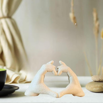 Heart Shaped Love Hand Home Decor Showpiece Elegant Resin Sculpture for Living Room Home & Office (White)