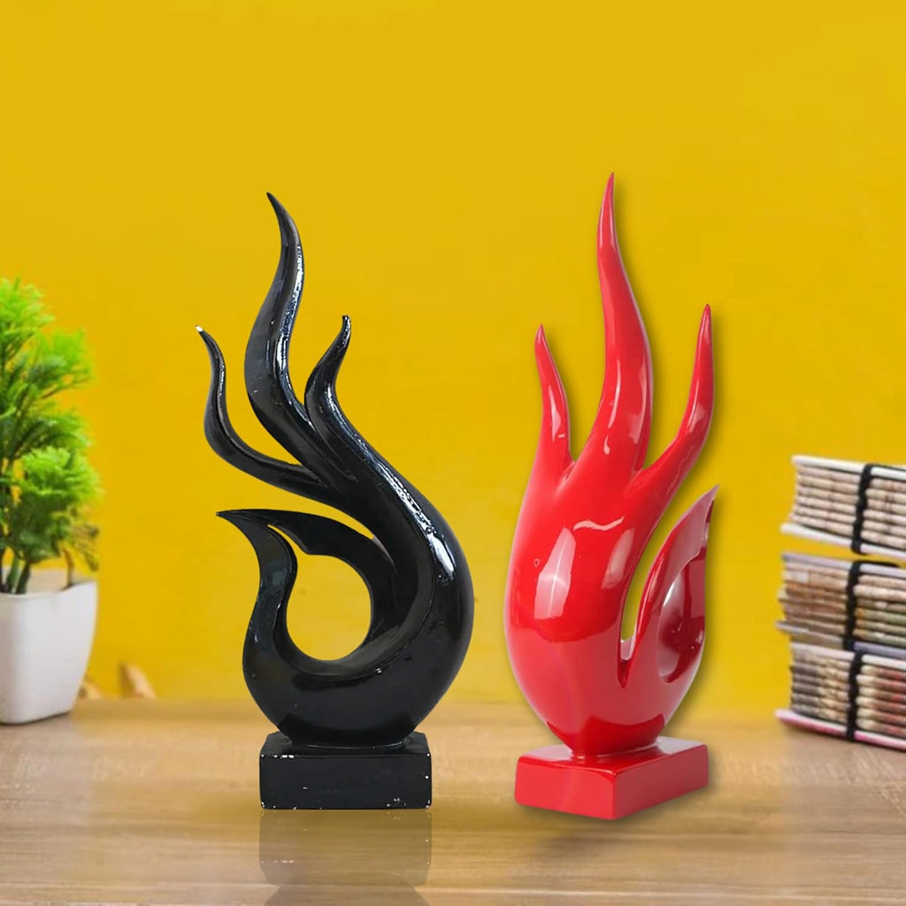 Agni Abstract Ceramic Modern Sculpture (Red & Black) (Pack of 2)