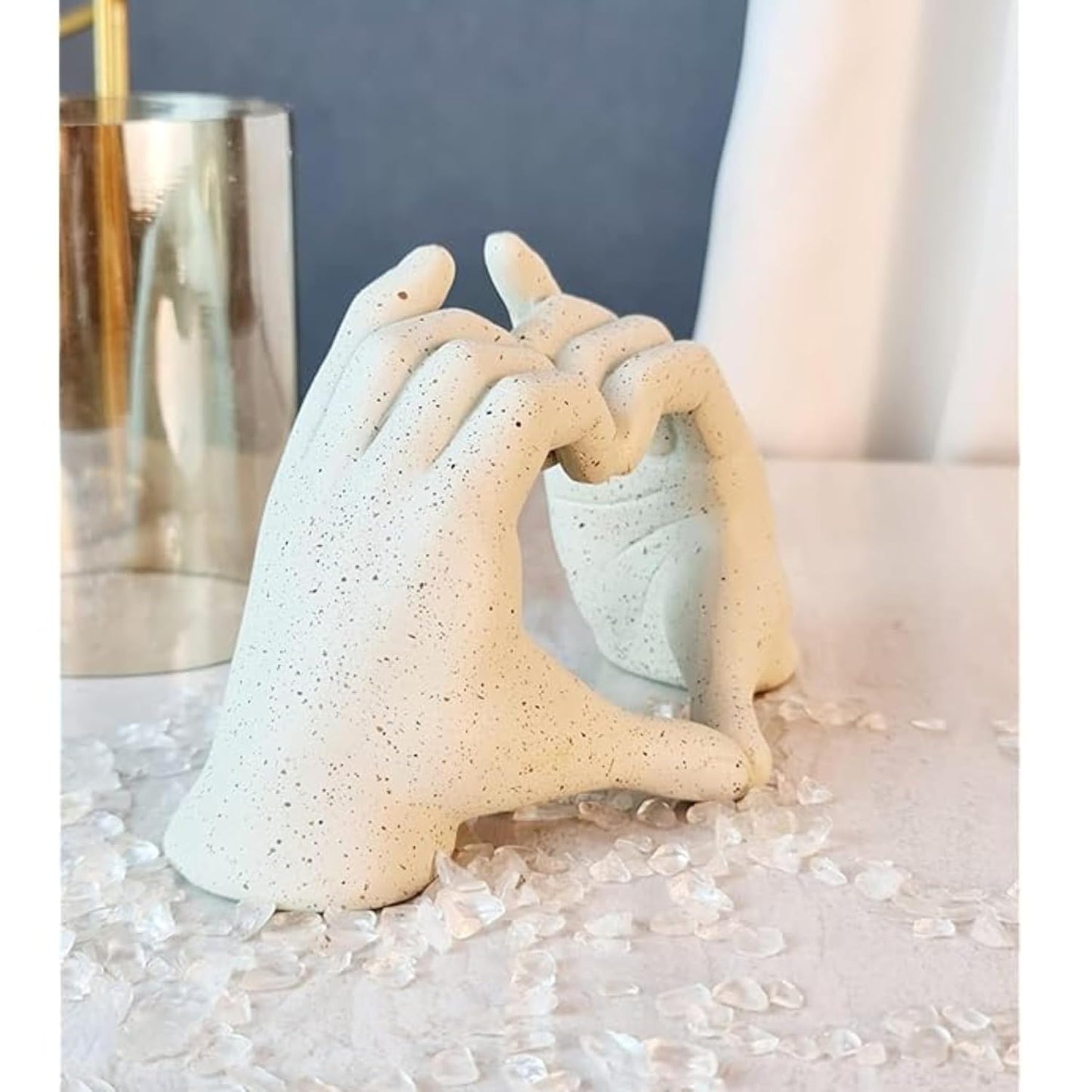 Heart Shaped Love Hand Home Decor Showpiece Elegant Resin Sculpture for Living Room Home & Office (White)