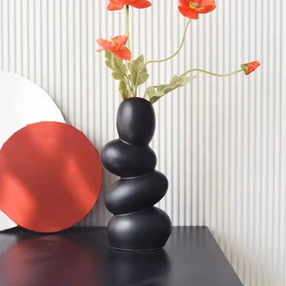 Decorative Ceramic Vase for Flowers, Pampas Grass Vase, Vase for Money Plant Live Plants for Home Black
