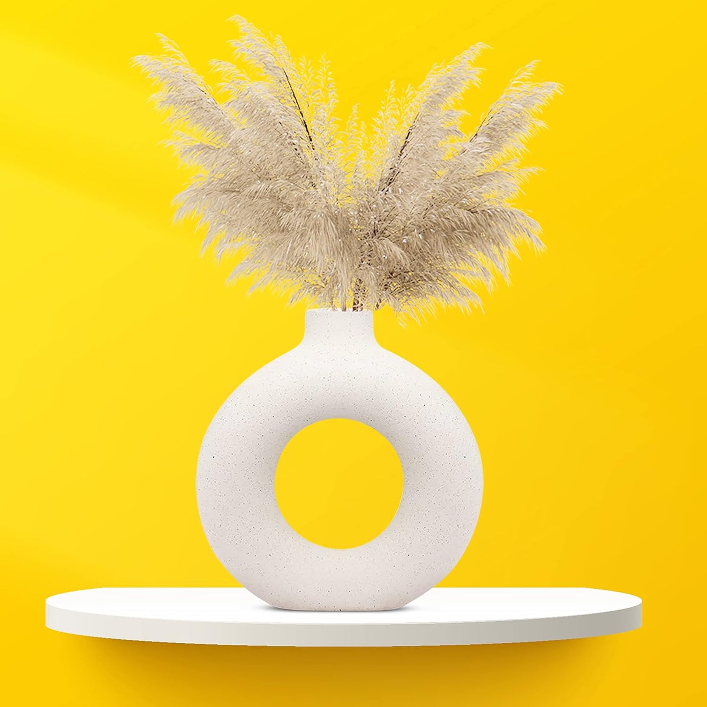 Decorative Ceramic Vase for Flowers, Pampas Grass Vase, Vase for Money Plant (Pack of 2)