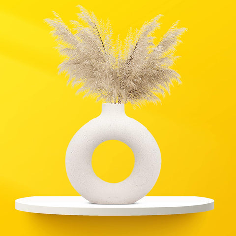 Decorative Ceramic Vase for Flowers, Pampas Grass Vase, Vase for Money Plant (Pack of 2)