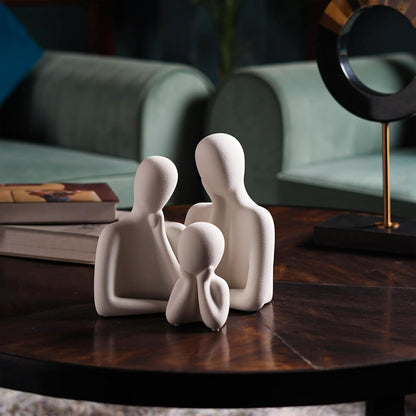 Abstract Thinker Men Statues for Home Decor (Set of 3, White)
