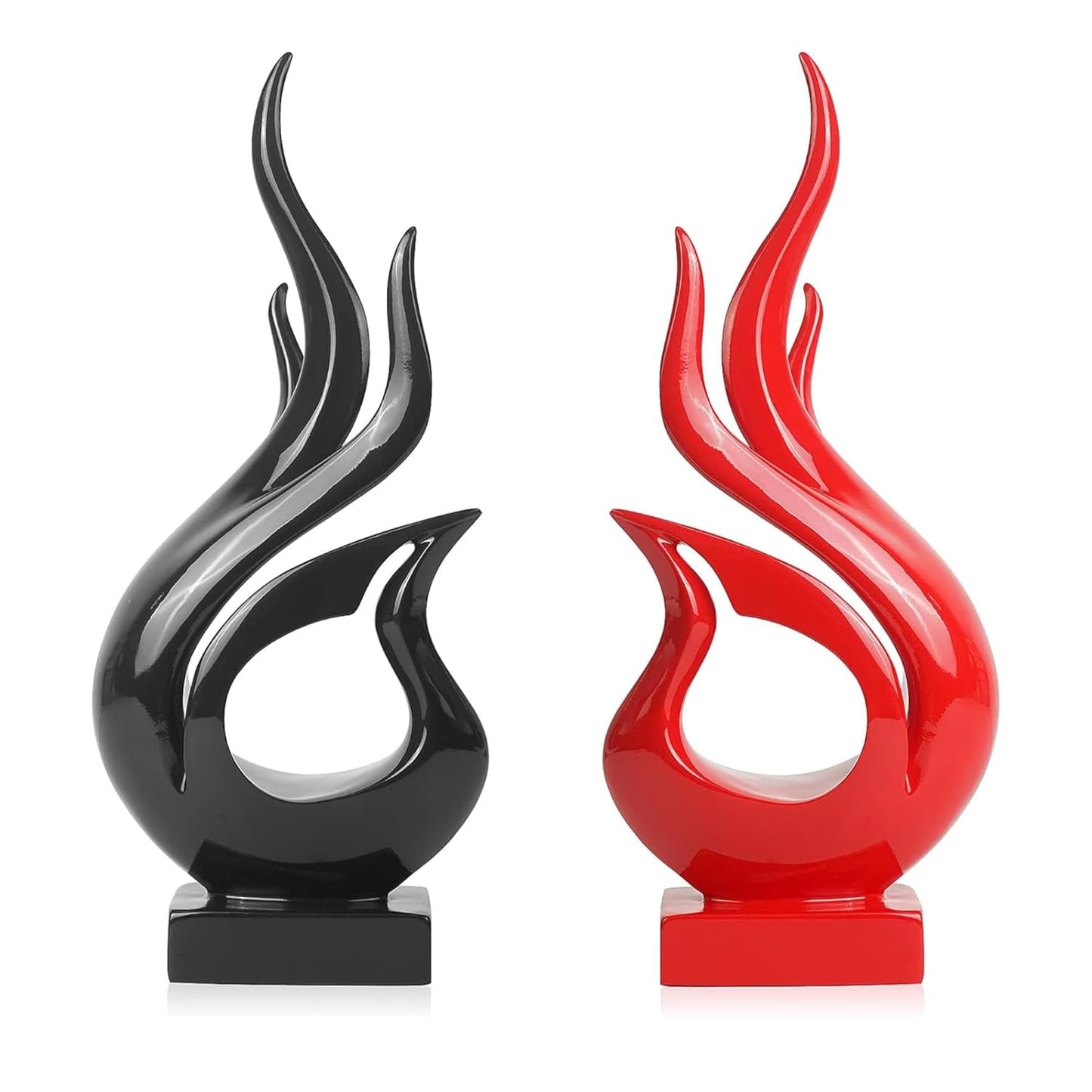 Agni Abstract Ceramic Modern Sculpture (Red & Black) (Pack of 2)