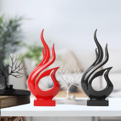 Agni Abstract Ceramic Modern Sculpture (Red & Black) (Pack of 2)