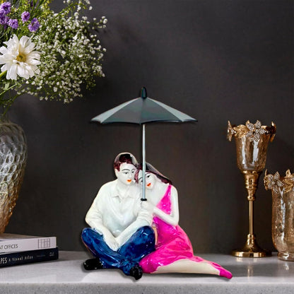 Beautiful Hand Painted Medium Size Resin Sitting Romantic Couple
