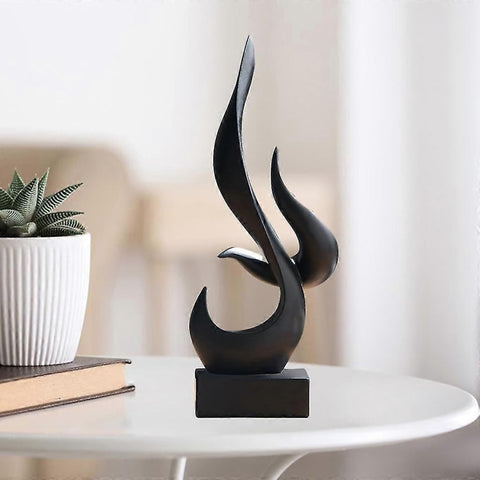 Fire Abstract Ceramic Modern Sculpture for Shelf Table Decoration (Black) (Pack of 1)