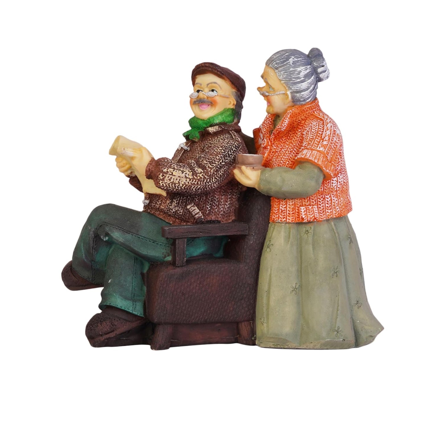 Beautiful Hand Painted |Medium Size Resin Sitting Romantic Couple for Home Decor