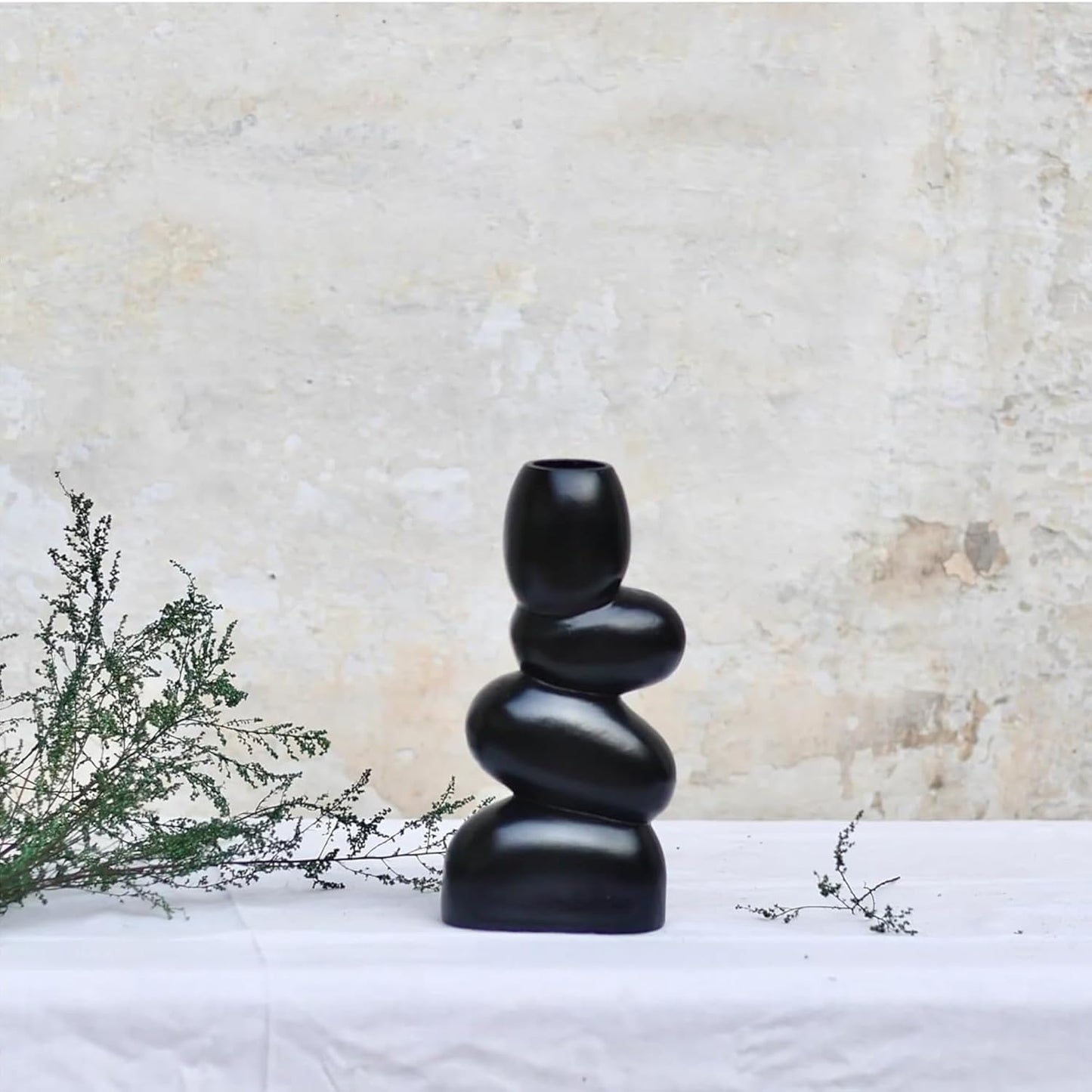 Decorative Ceramic Vase for Flowers, Pampas Grass Vase, Vase for Money Plant Live Plants for Home Black