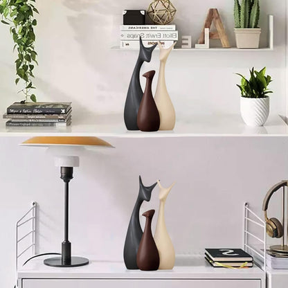 Home Decor Lucky Deer Family Statue Matte Finish Ceramic Figures showpiece for Home Decor Living Room - (Set of 3)