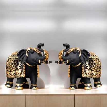 Elephant Statue Medium Size 2 pcs Set for Showpiece Your Home, Office Table & Gift Article,Animal Decorative Showpiece Figurines (Set of 2)