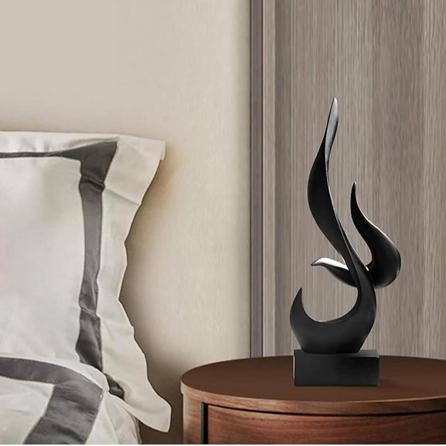 Fire Abstract Ceramic Modern Sculpture for Shelf Table Decoration (Black) (Pack of 1)