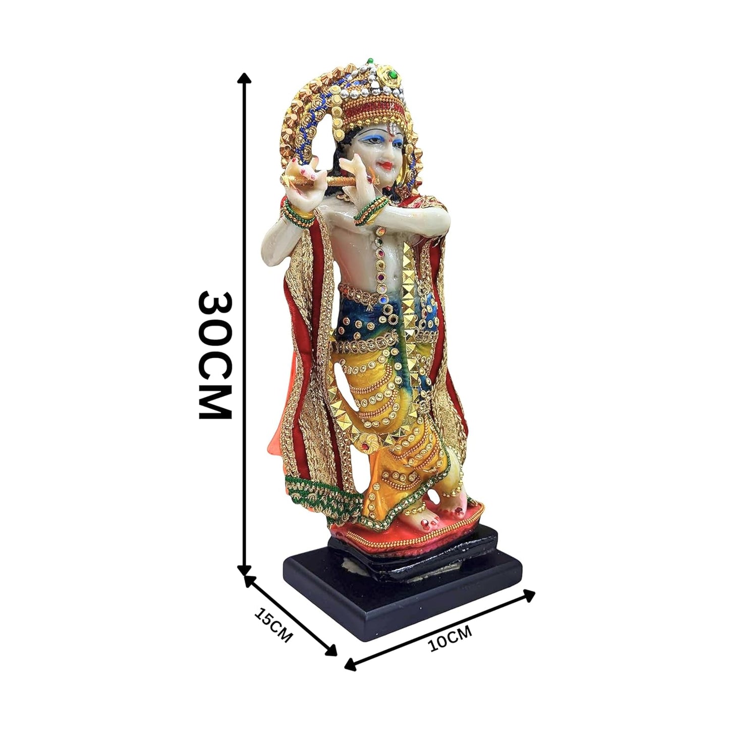 Lord Krishna Idol Decorative Statue | Flute Playing Pose, Kanha Ji Murti for Office Desk (Pack of 1)