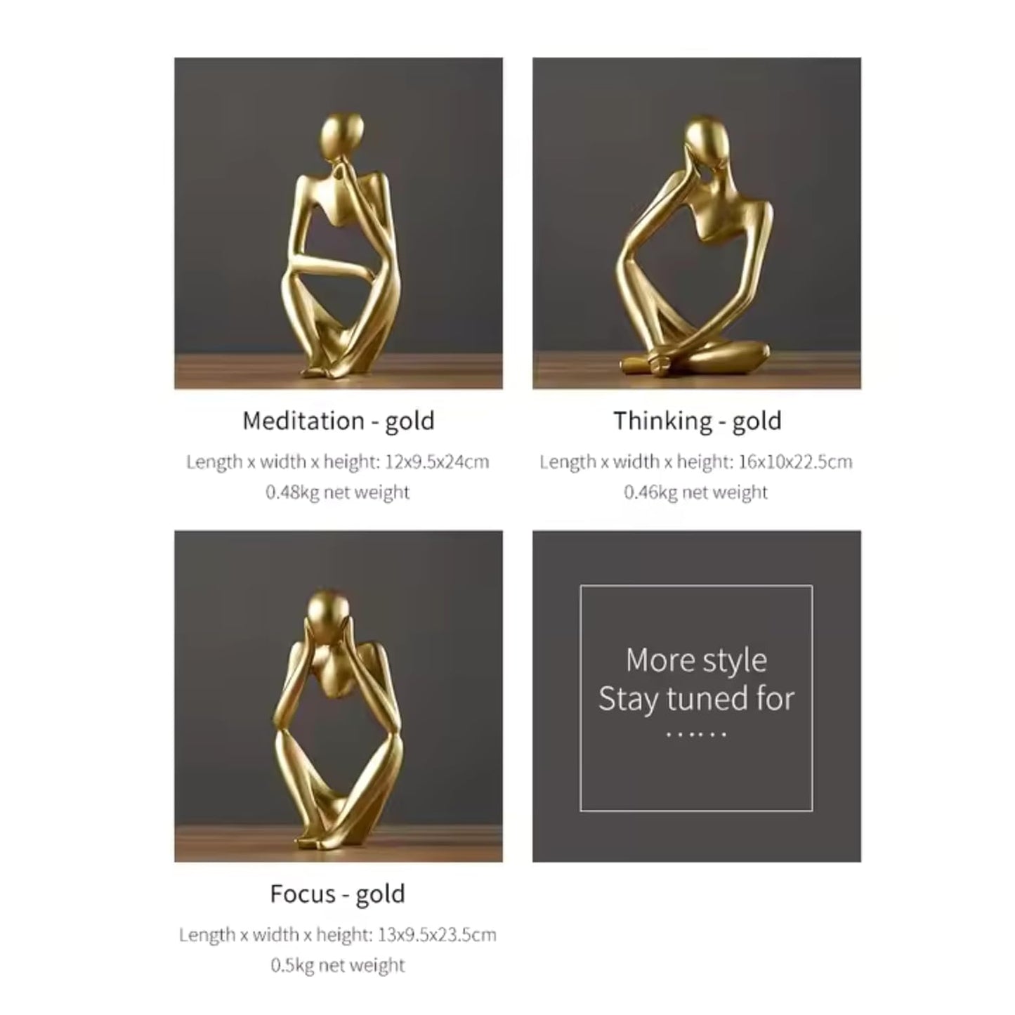 Set of 3 Abstract Thinker Men Statues – Elegant Modern Art Showpieces for Home Decor