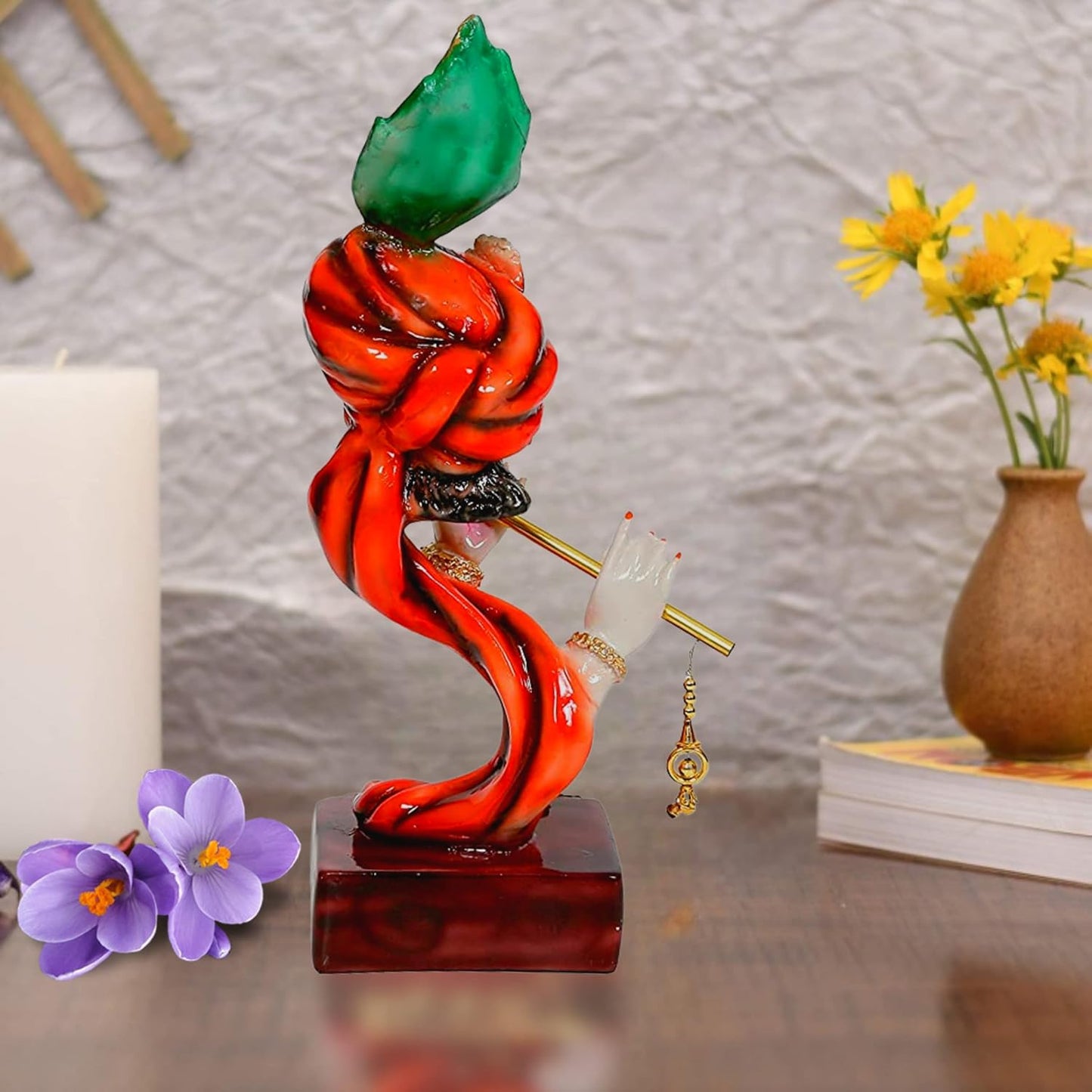 Lord Krishna Idol Decorative Statue in Flute Playing Pose (Pack of 1)