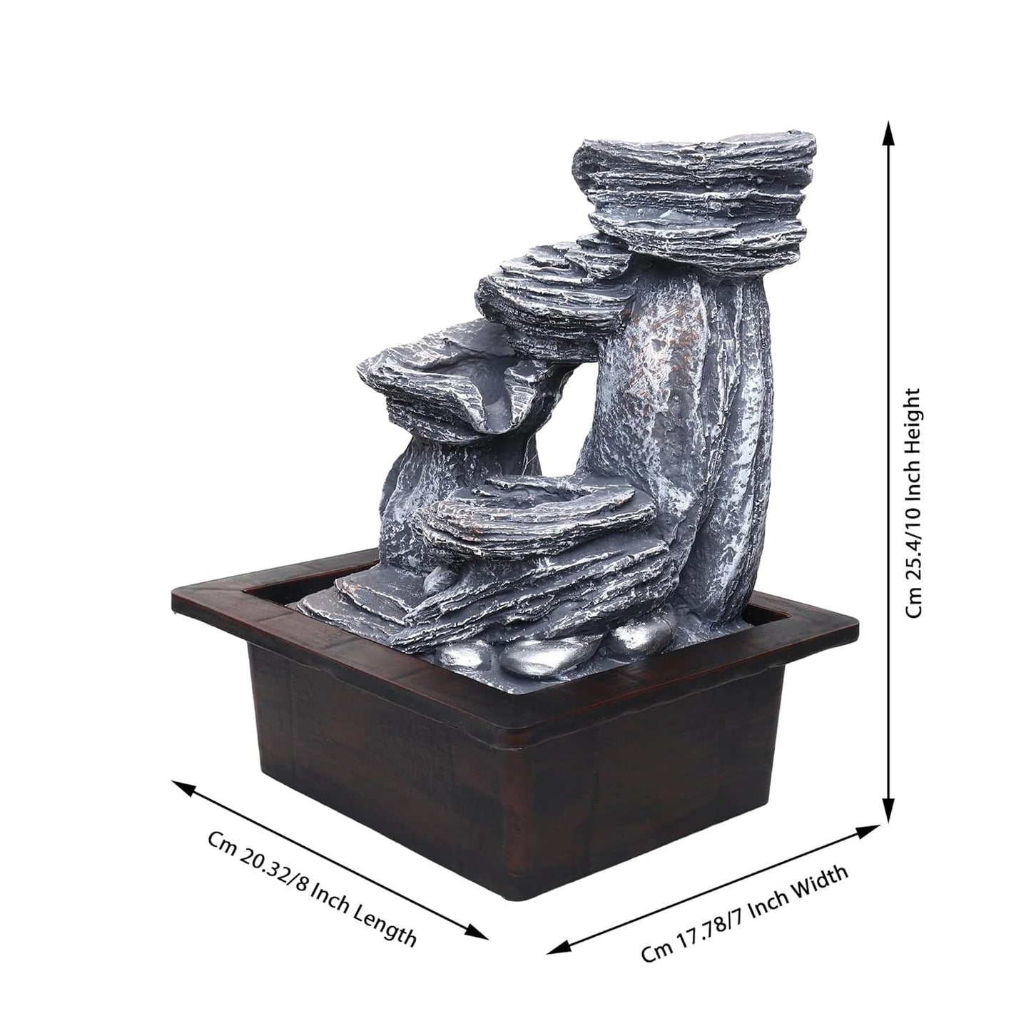 Tabletop Water Fountain, Environmental Resin Meditation Fountain, Indoor Waterfall Feature with Light for Home Office Decor Relaxation