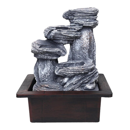 Tabletop Water Fountain, Environmental Resin Meditation Fountain, Indoor Waterfall Feature with Light for Home Office Decor Relaxation