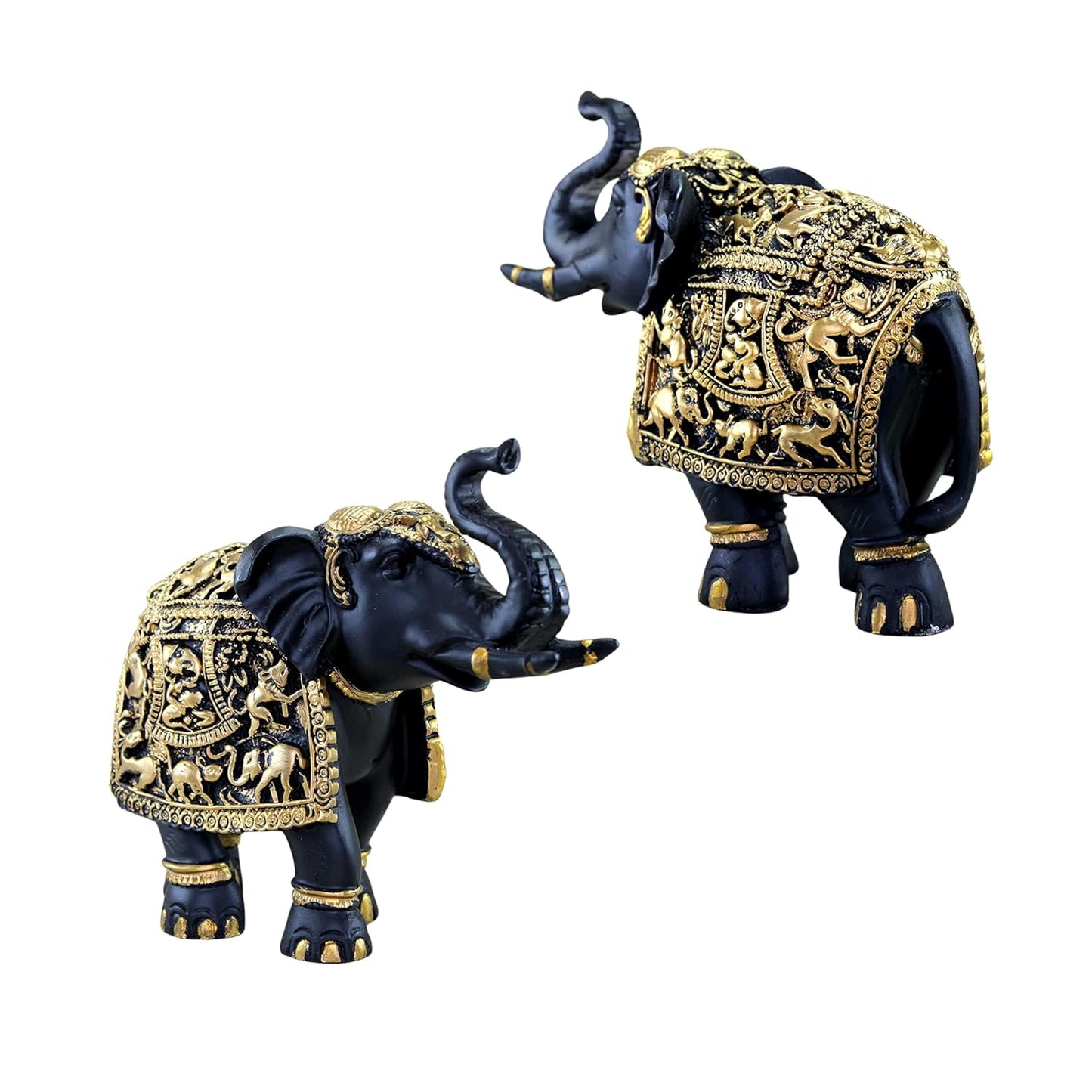 Elephant Statue Medium Size 2 pcs Set for Showpiece Your Home, Office Table & Gift Article,Animal Decorative Showpiece Figurines (Set of 2)