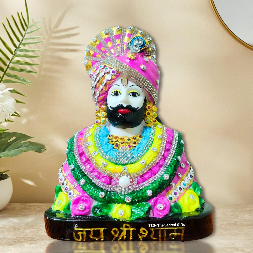 Khatu Shyam Idol for Car Dashboard Acrylic Round Murti for Home Gift Item & Statue for Temple/Pooja/Home Decor, Decorative Showpiece Figurine, Fantasy