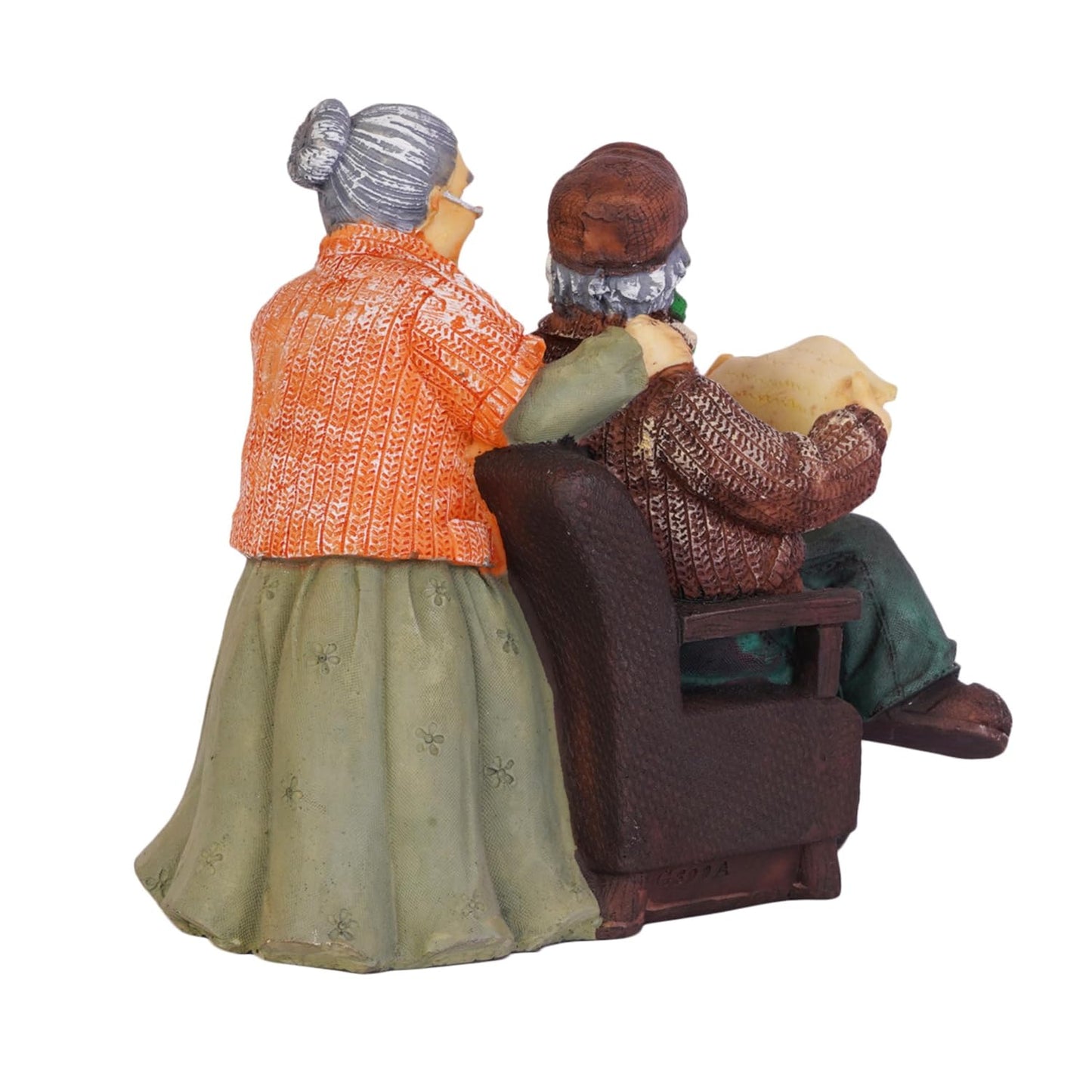 Beautiful Hand Painted |Medium Size Resin Sitting Romantic Couple for Home Decor