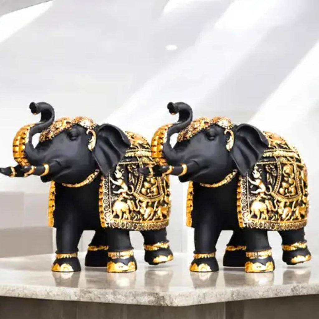 Elephant Statue Medium Size 2 pcs Set for Showpiece Your Home, Office Table & Gift Article,Animal Decorative Showpiece Figurines (Set of 2)