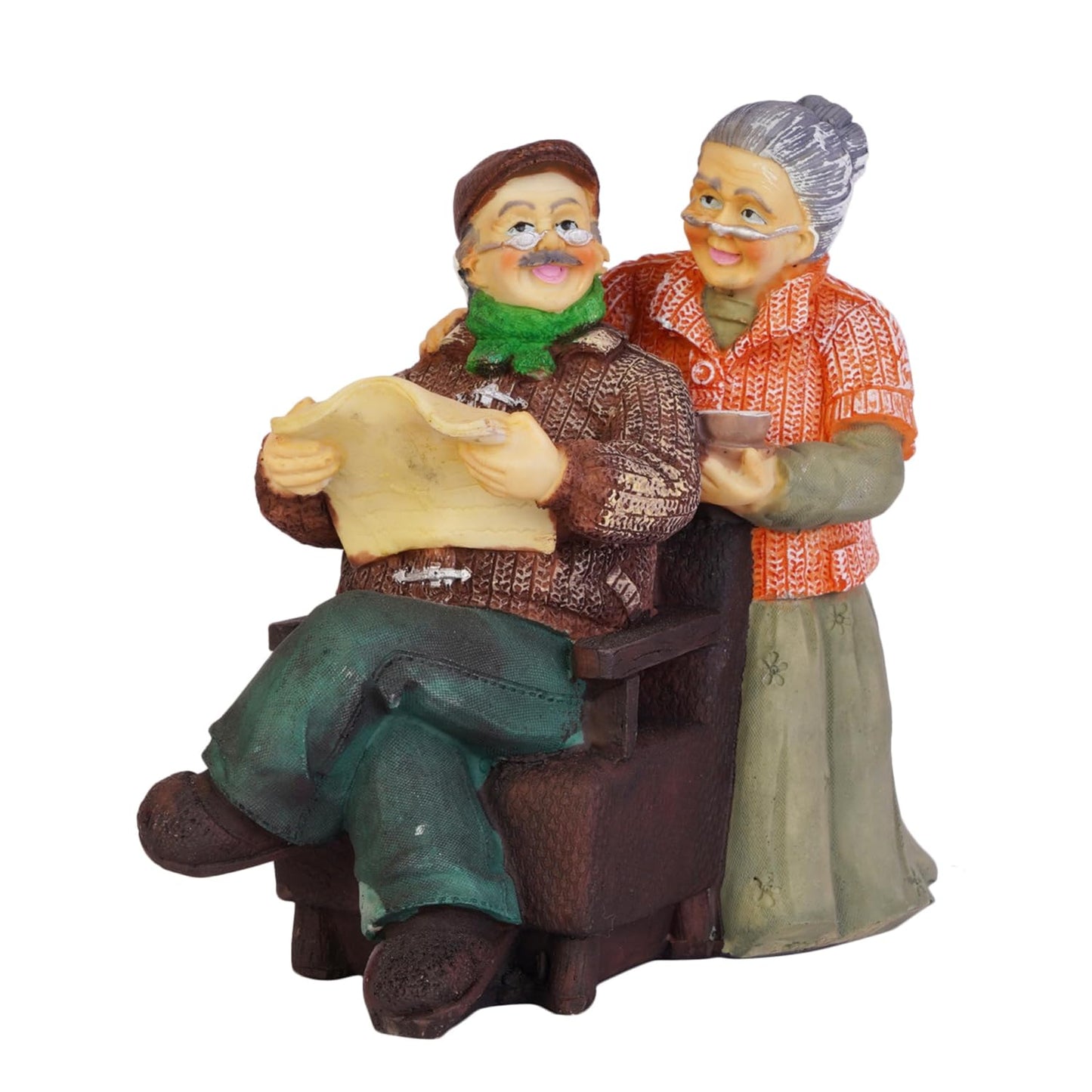 Beautiful Hand Painted |Medium Size Resin Sitting Romantic Couple for Home Decor
