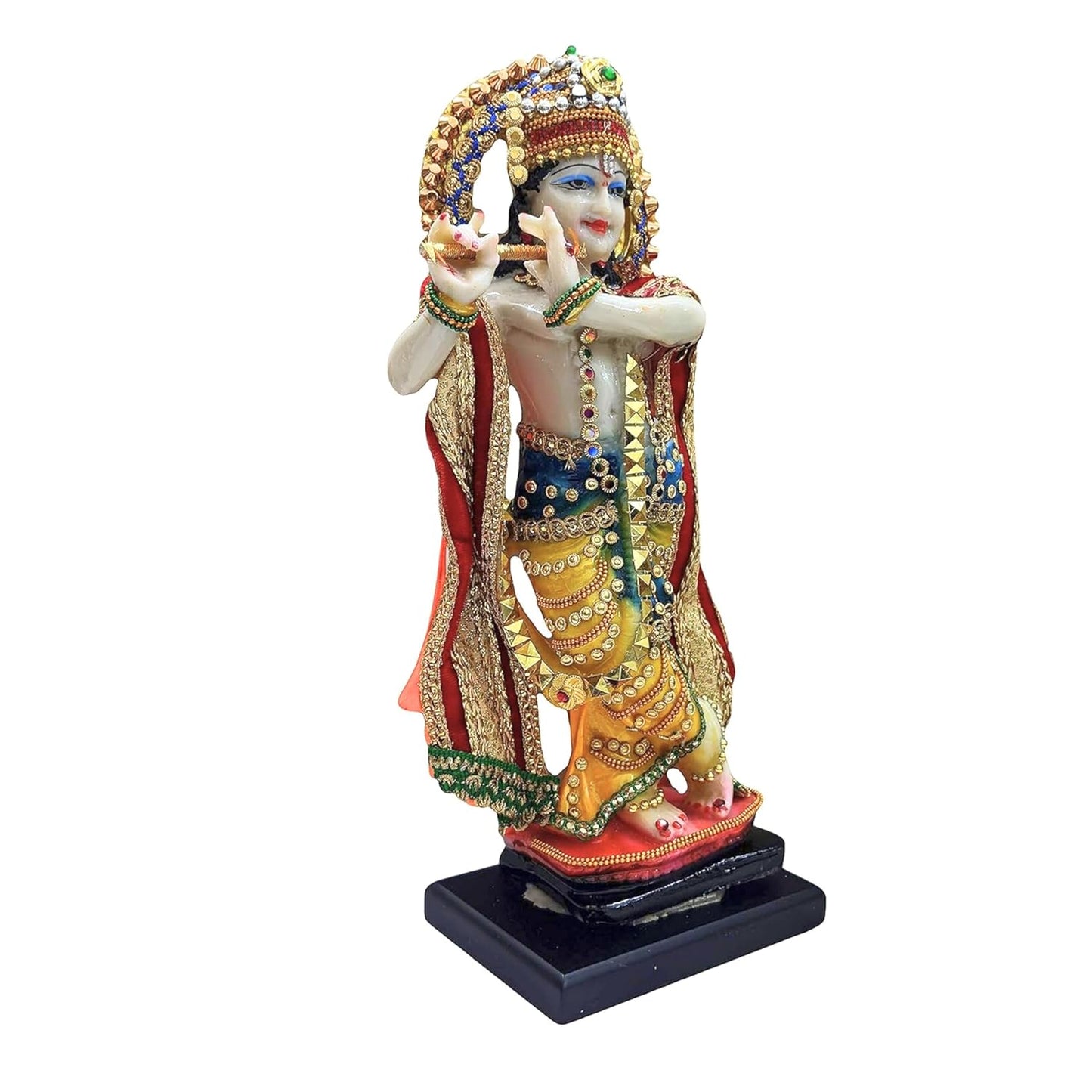 Lord Krishna Idol Decorative Statue | Flute Playing Pose, Kanha Ji Murti for Office Desk (Pack of 1)