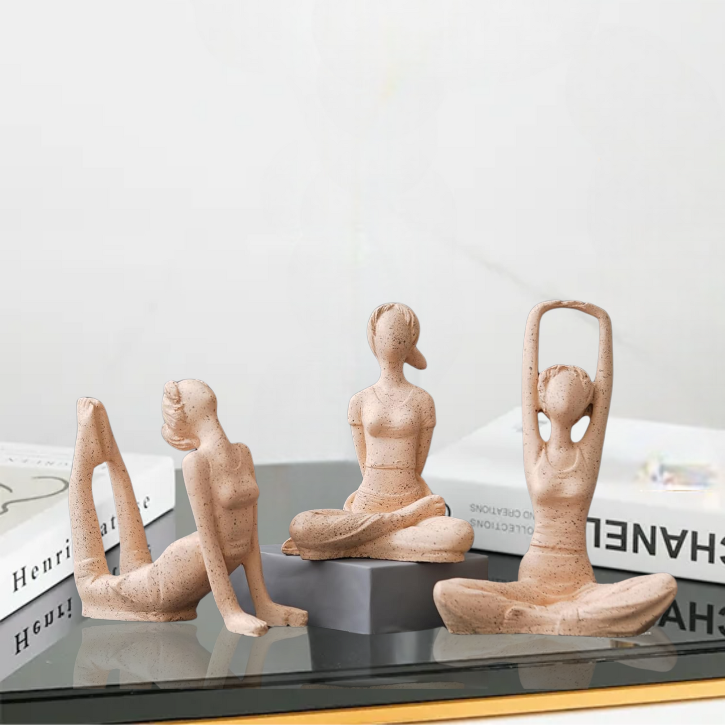 Set of Three Modern Art Yoga Statue