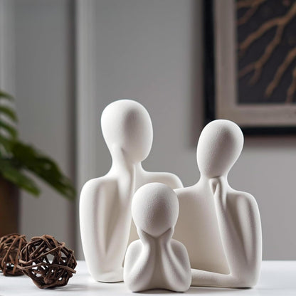 Abstract Thinker Men Statues for Home Decor (Set of 3, White)