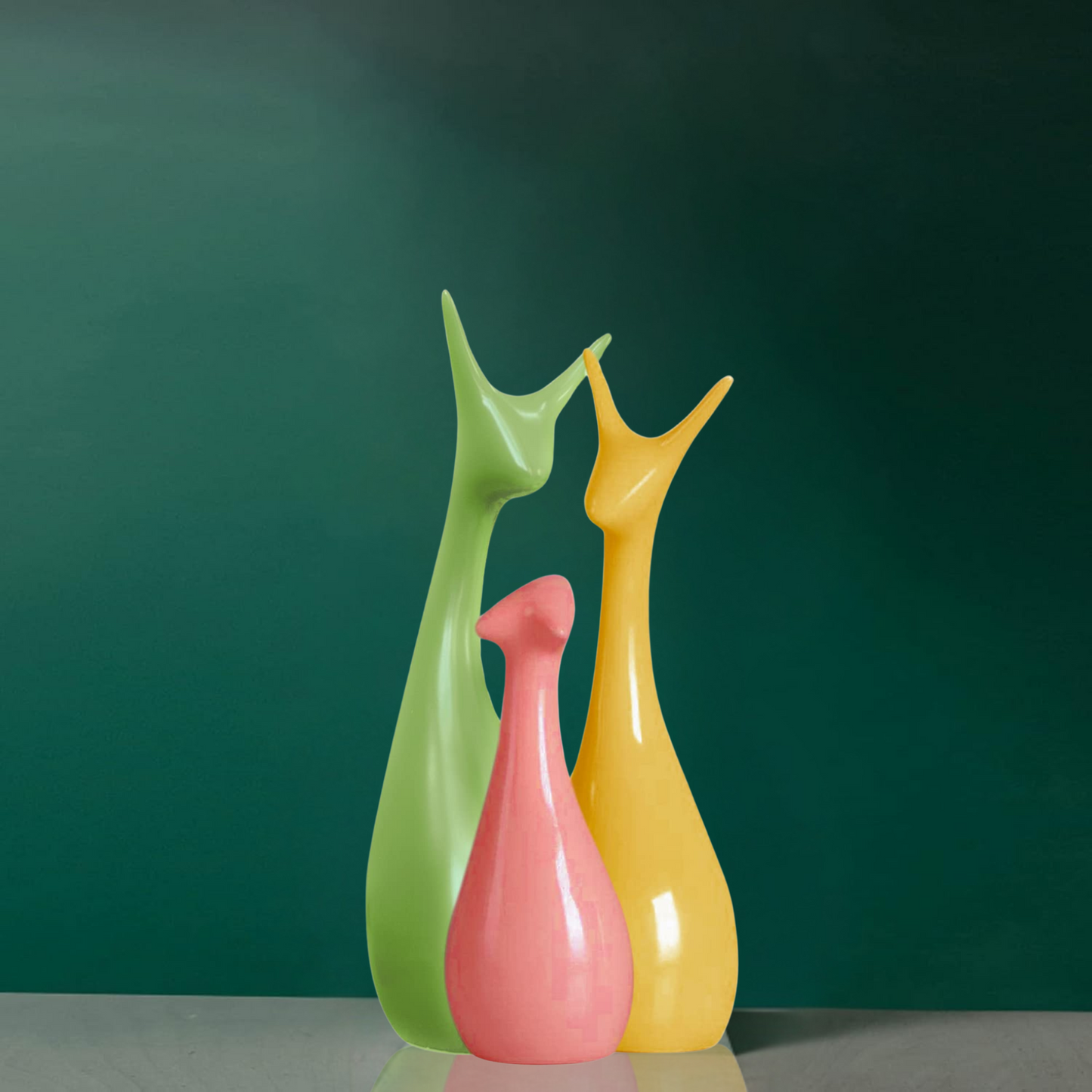Home Decor Lucky Deer Family Statue Matte Finish Ceramic Figures showpiece for Home Decor Living Room - (Set of 3)