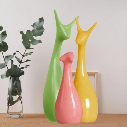 Home Decor Lucky Deer Family Statue Matte Finish Ceramic Figures showpiece for Home Decor Living Room - (Set of 3)